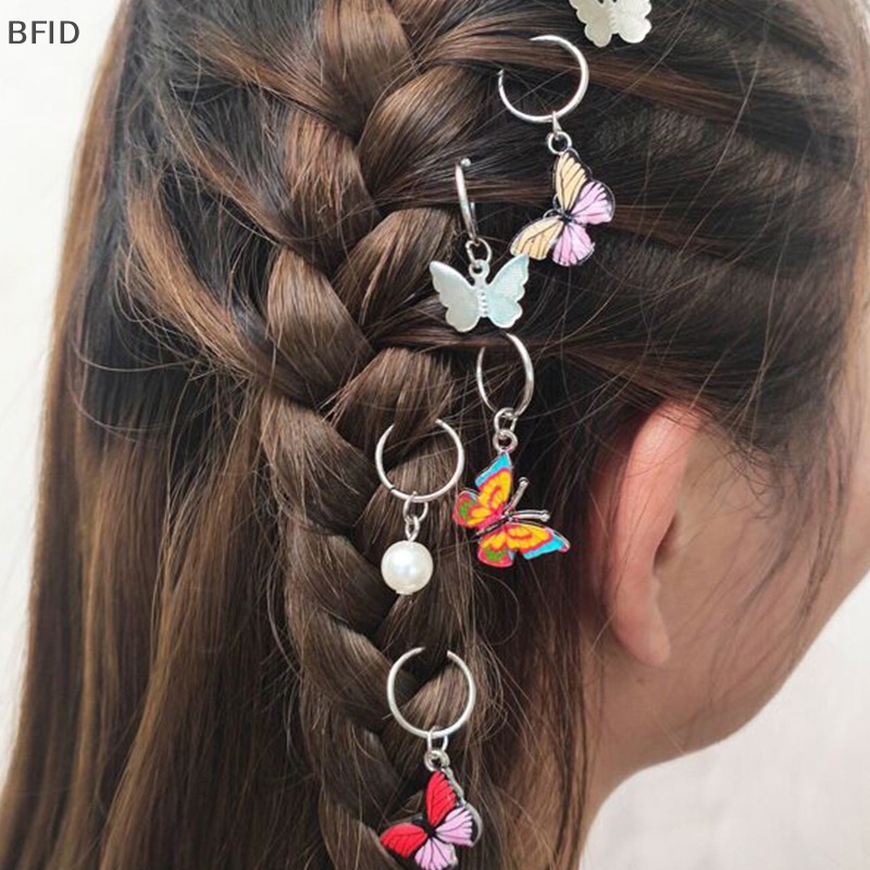 [BFID] 6pcs Jepit Rambut Liontin Bintang Kupu-Kupu Untuk Wanita Trendy Cincin Logam Hiasan Kepala [ID]