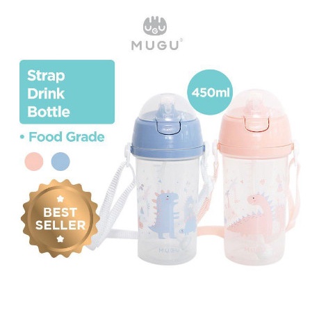 Mugu Strap Drink Bottle Straw Cup 350ml 450ml Botol Sedotan