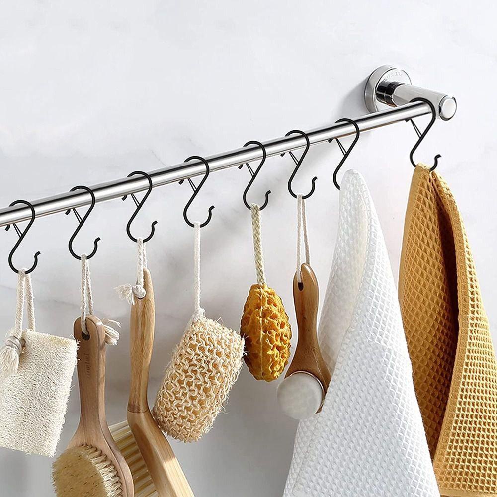 Nickolas1 Gantungan Baju Bahan Metal Hook Praktis Heavy Duty Hanging with Buckle Pot Cups Rack Untuk Kamar Tidur