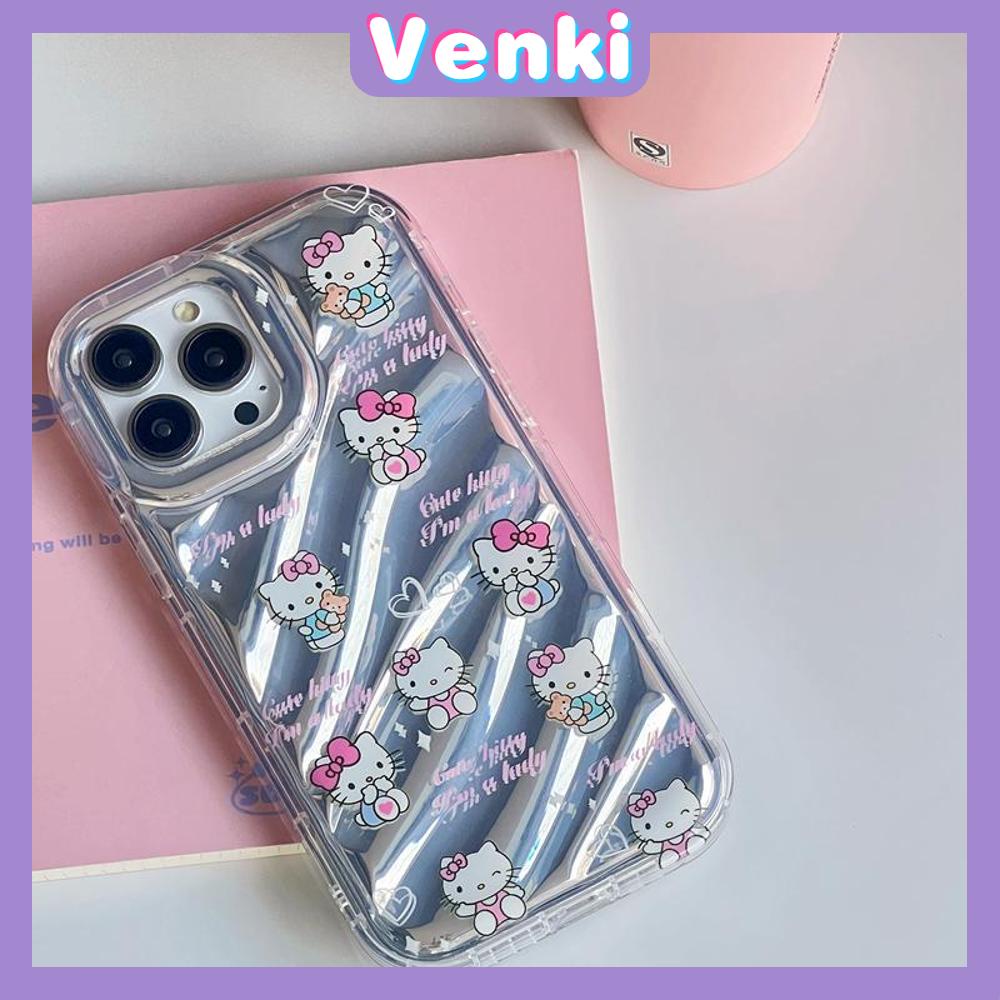 VENKI - Untuk iPhone 11 iPhone Case Laser Reflektif Bening Phone Case TPU Soft Shockproof Airbag Case Sederhana Lucu Kartun Kucing kompatibel dengan iPhone 14 13 Pro max 12 Pro Max XR XS 7