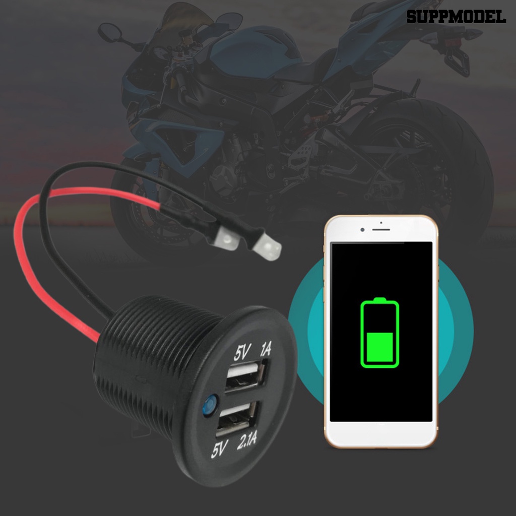 [SM]Fast Charging Dual USB Charger Output Stabil Plug Play Fiksasi Benang Charger Motor Untuk Perahu