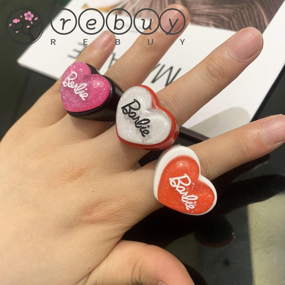 Rebuy Resin Cincin Kepribadian Lucu Huruf Hati Kartun Korea Perhiasan Fashion