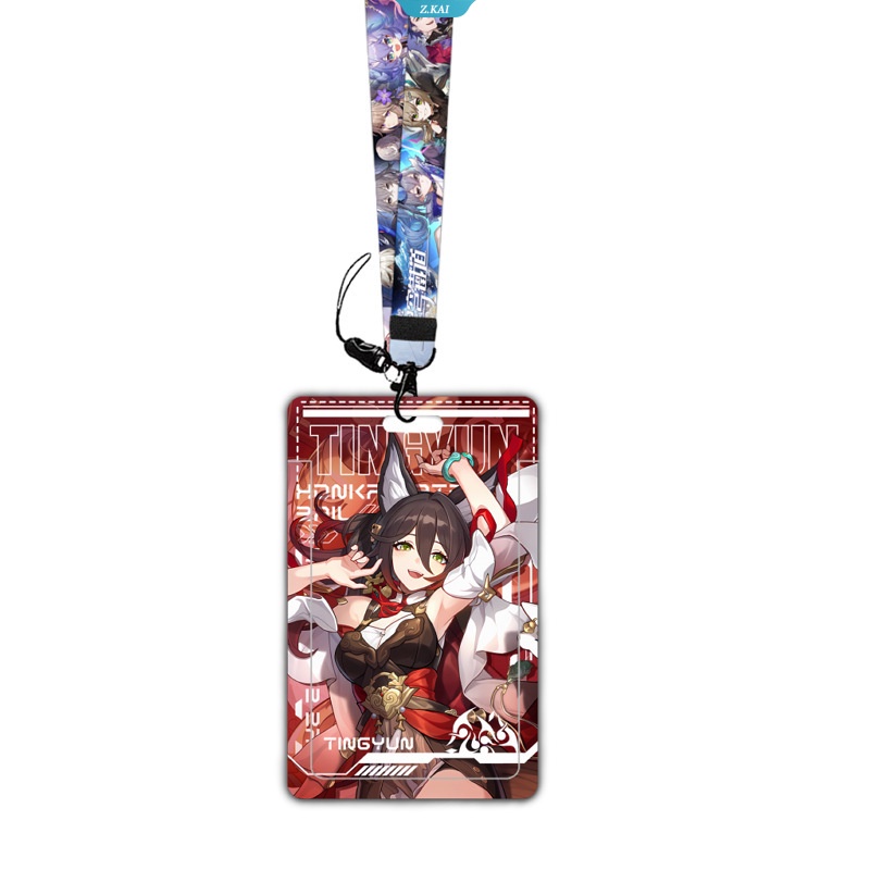 2023new Kawaii Honkai Star Rai Anime Dan Heng Maret 7th Kafka Silver Wolf Student Lanyard Card Holder Push and Pull Lanyard Campus Bus Card Meal Card Holder+Lanyard [ZK]