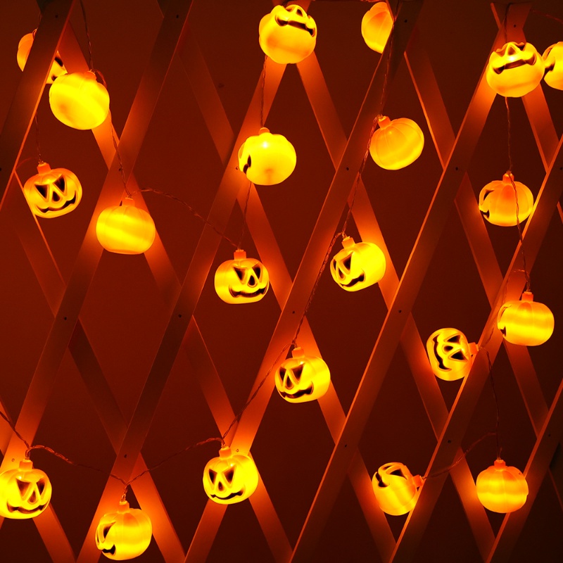 1.5 /3m DIY Halloween Pumpkin Ghost 10 /20LED String Lights 3D Orange Pumpkin Lantern Lights Untuk Perlengkapan Dekorasi Pesta Halloween