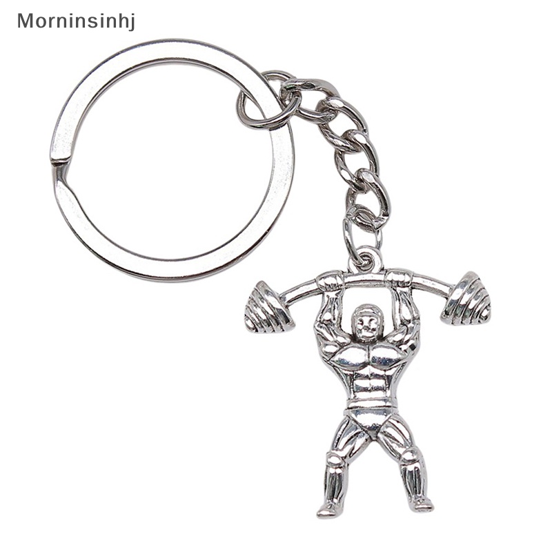 Mornin Vintage Handmade Weightlifter Pendant Keyring Gantungan Kunci Holder Souvenir Hadiah Wanita Pria Keychain DIY Metal Holder Chain Hadiah Pesta id