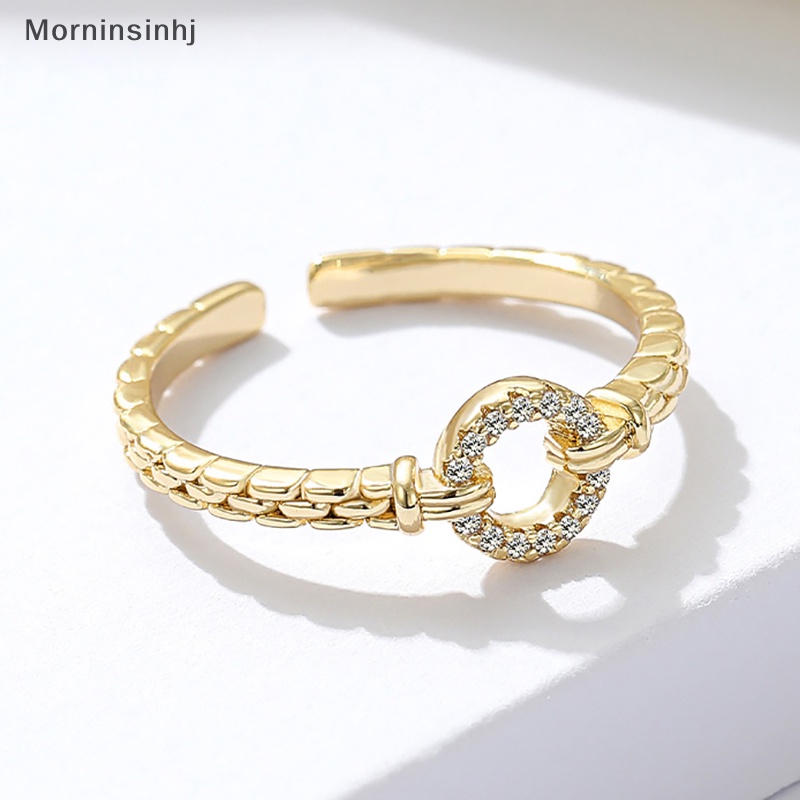 Mornin Shiny Zircon Round Rings Punk Rock Round Opening Adjustable Alloy Jari Cincin Untuk Wanita Fashion Perhiasan Aksesoris Hadiah id