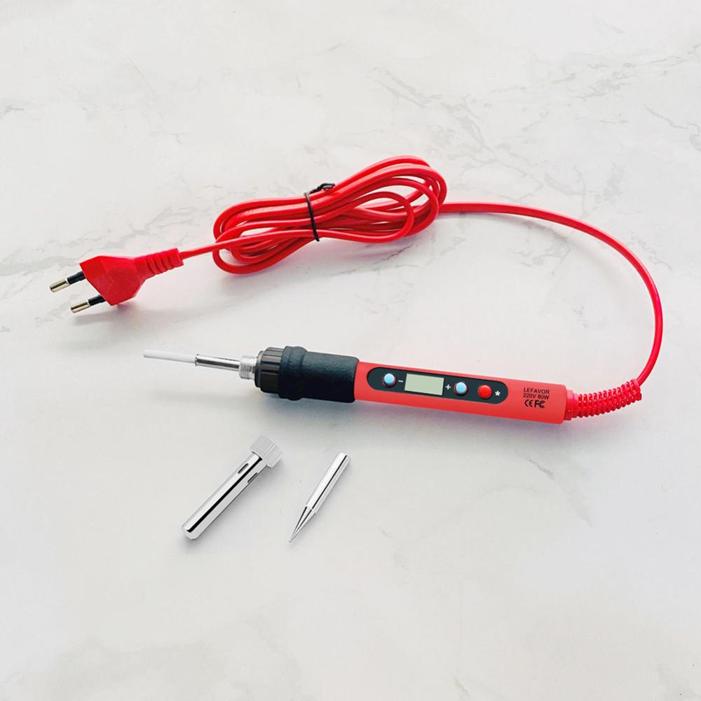 C5goon Adjustable Temperature 80W Digital Soldering Iron Pemanasan Internal Alat Perbaikan Las Elektronik Rumah Tangga Dan Braket Kawat Timah Set A5Z7