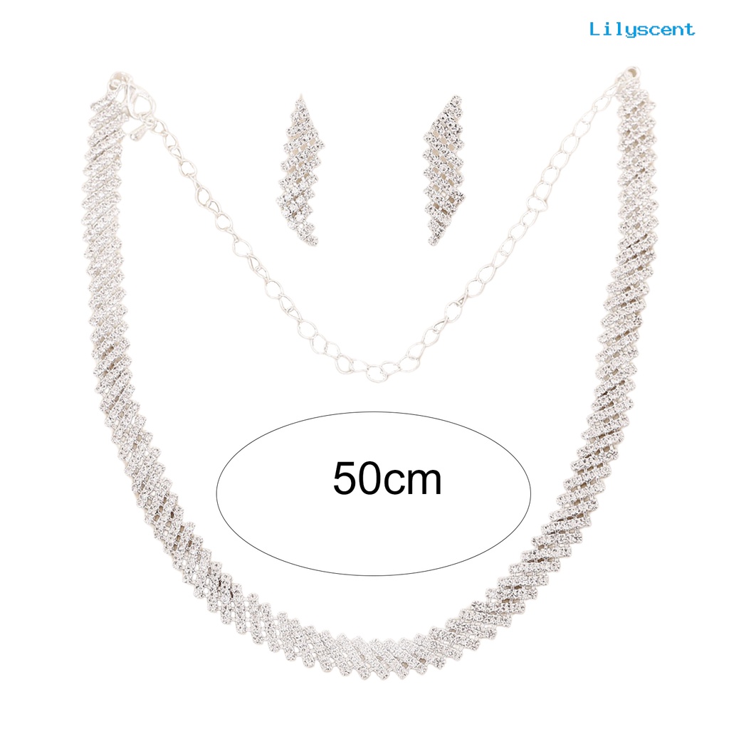 [LS]1 Set Kalung Wanita Cantik Elegan Alloy Glamor Berlian Imitasi Decor Fashion Necklace Untuk Pernikahan