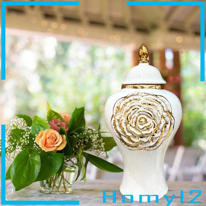 [HOMYL2] Toples Penyimpanan Vas Keramik Dengan Tutup Temple Jar Glazed Home Accent Piece Modern