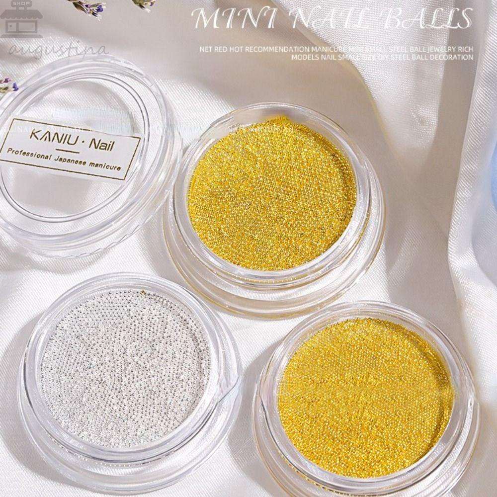 Agustinina Manik-Manik Nail Art Emas Perak DIY Pesona Kuku Desain Kuku Tips Kuku Manicuring Bagian Perhiasan Nail Art