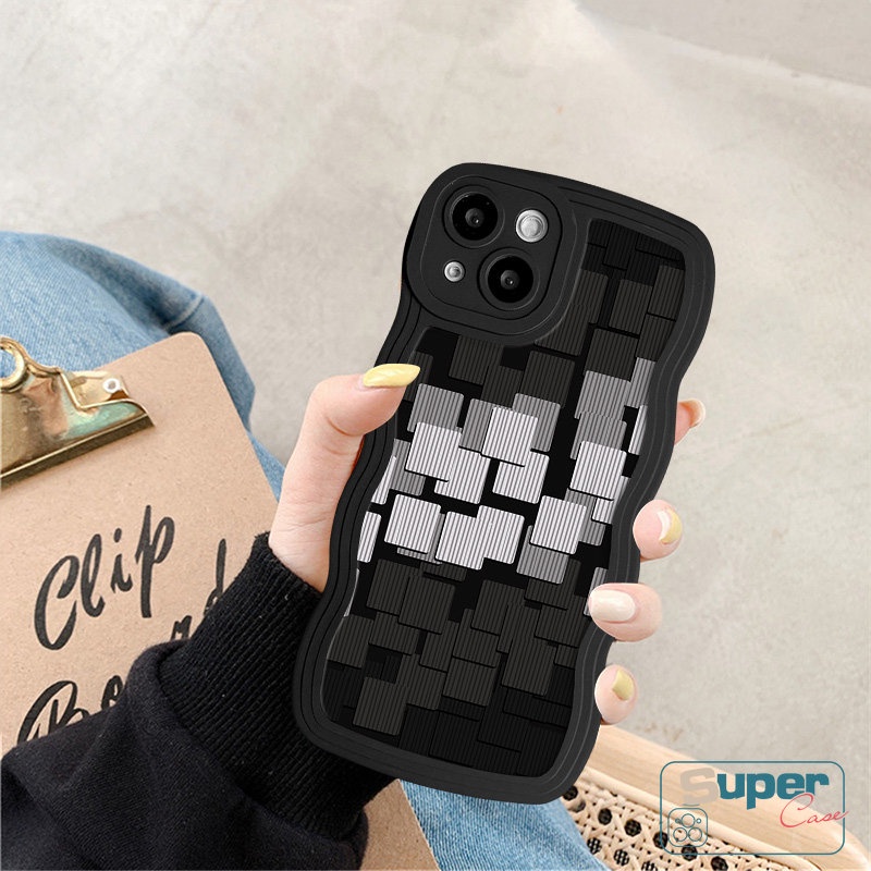 Casing Tepi Bergelombang Lembut Art Mosaic lattice Untuk Infinix Hot10 9 12i 10s 20 12 11s 20s 8 Pro Plus 10Lite Smart6 5 4 Hot 9 10 12 11 Play Note 12 G96 10 Pro Trendy Brand O.F.F-Case Putih