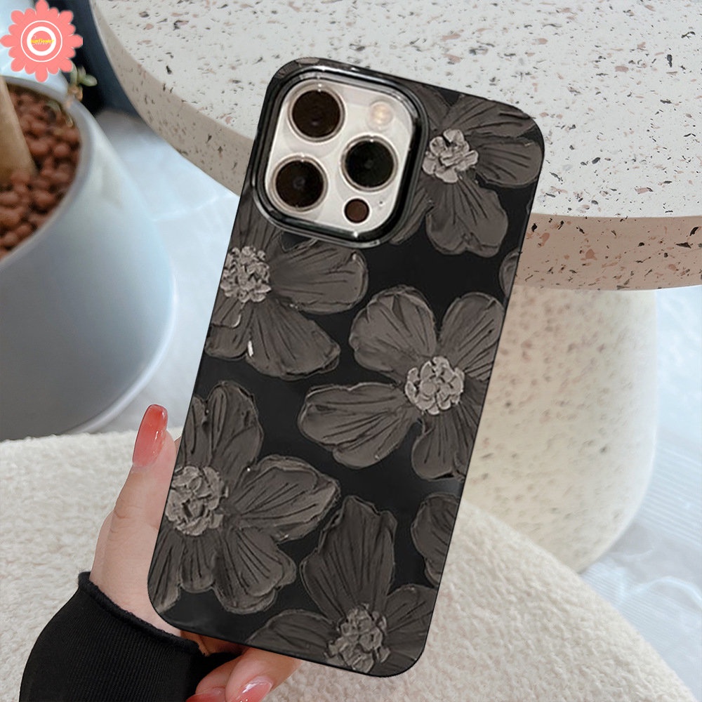 IPHONE Ins Retro Lukisan Minyak Bunga Case Kompatibel Untuk Iphone11 14 12 13 Pro Max 7Plus XR XS X Max 8Plus Se2020Musim Panas Lukisan Minyak Tulip Lembut Tpu Glossy Halus Kembali Penuh Penutup