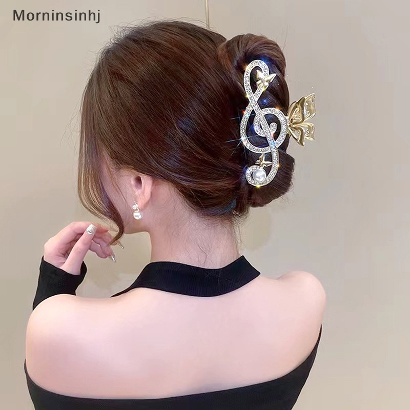 Mornin Wanita Elegan Musik Note Bentuk Jepit Rambut Berlian Imitasi Dekorasi Ponytail Claw Clip Aksesori Untuk Gadis Heawear Aksesori id