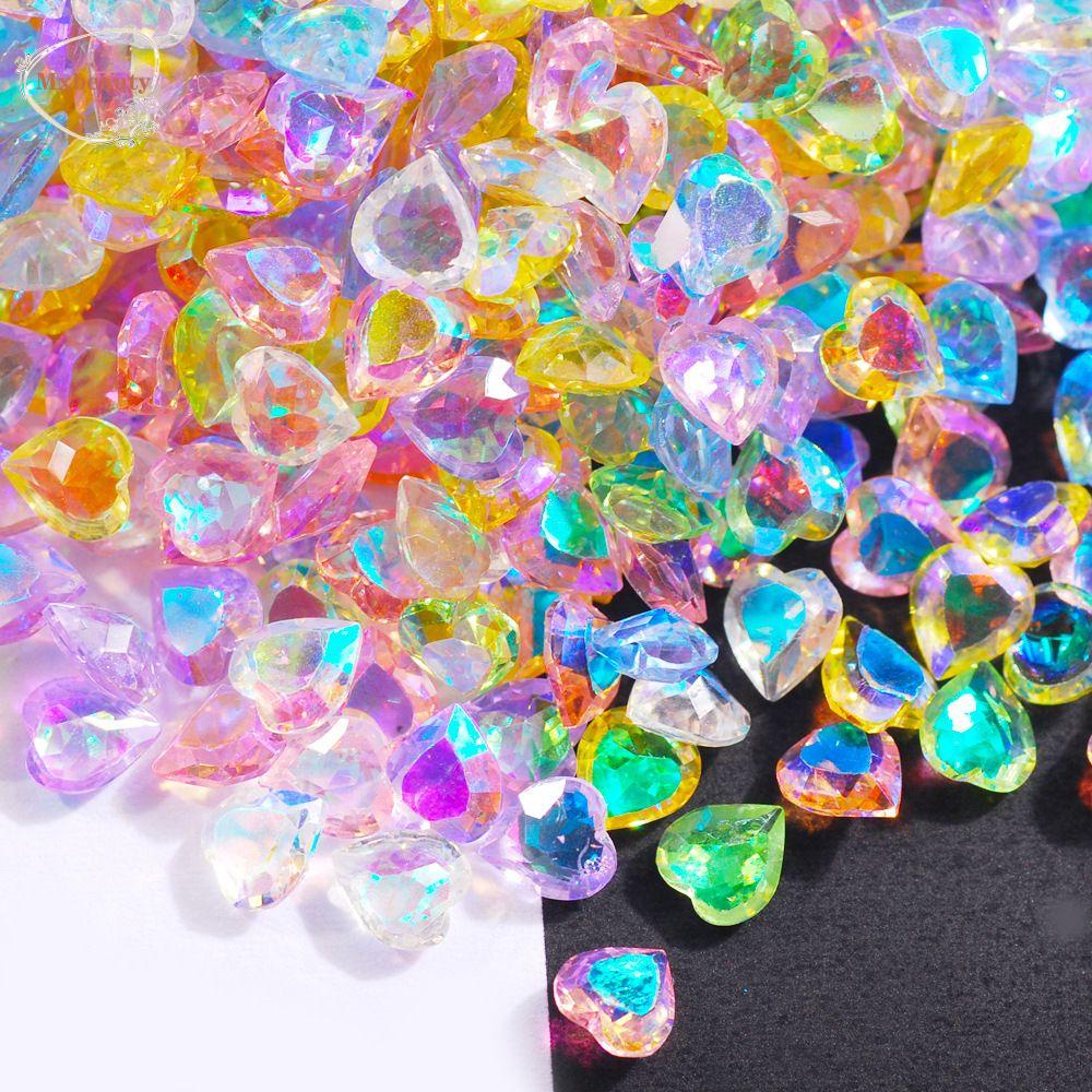 MXBEAUTY Nail Art Rhinestones Glitter 20/100pcs Resin Kaca Flatback AB Kristal Aurora Dekorasi Nail Art