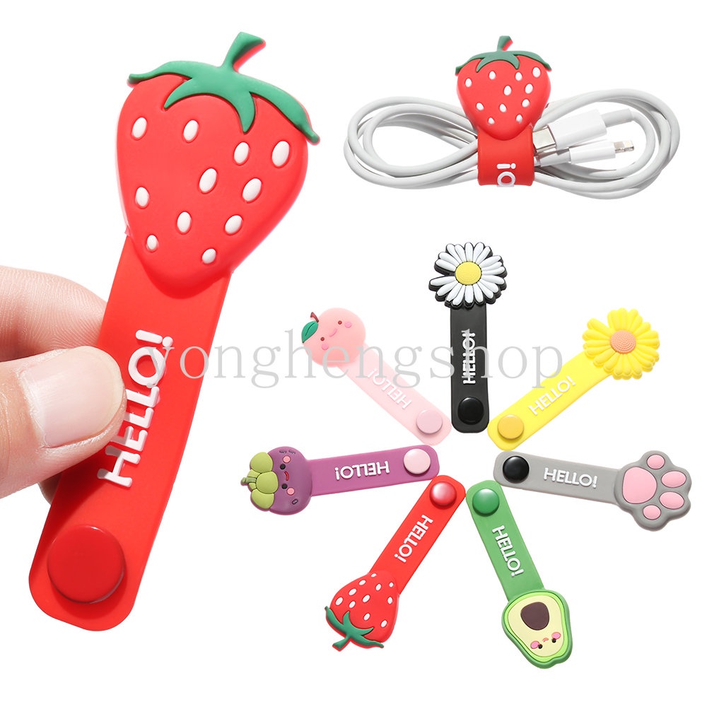 Lucu Kartun Earphone Kabel Data Organizer Pelindung Kabel Kabel Kawat Data Line Winder Charging Cable Manager Wire Ties Straps Fixer