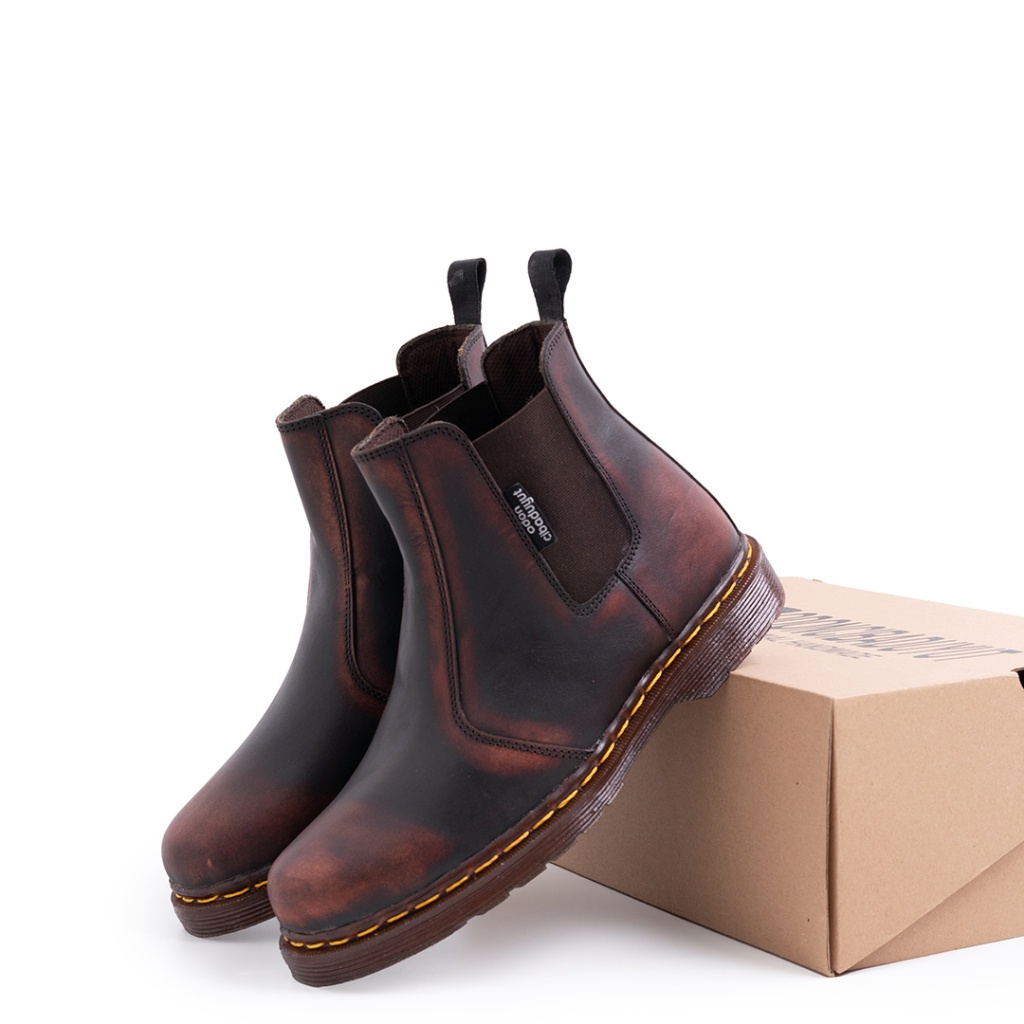 OC ELDER Sepatu formal kulit asli casual  boots Slip On