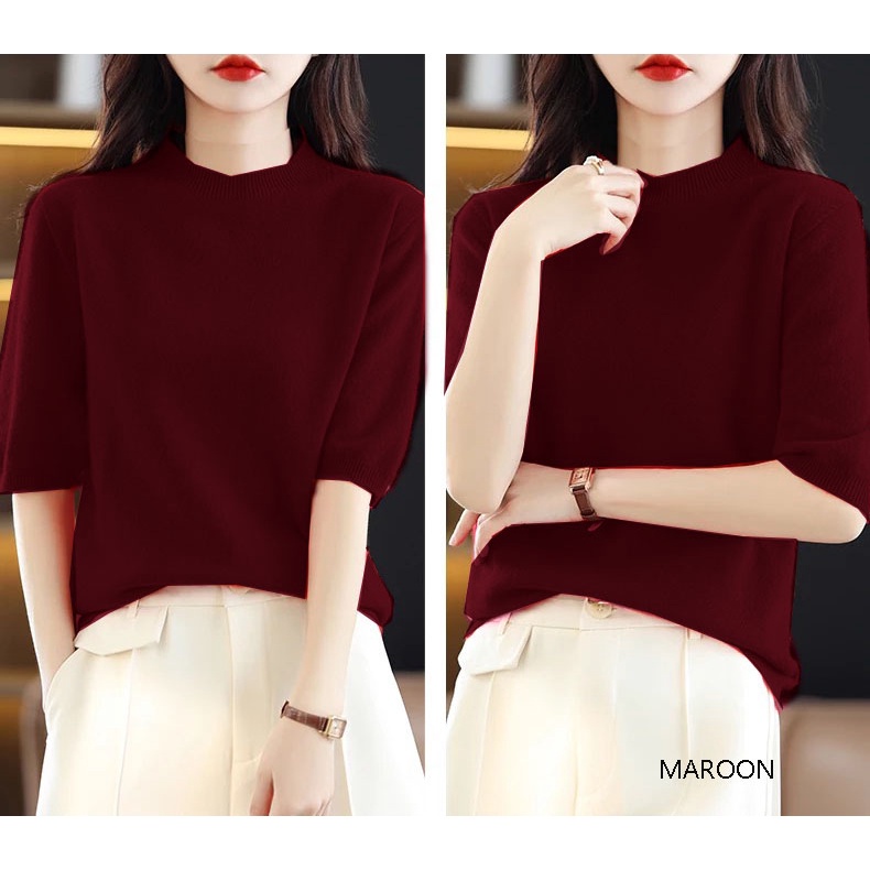 (B102) ROUND NECK BASIC KNIT top