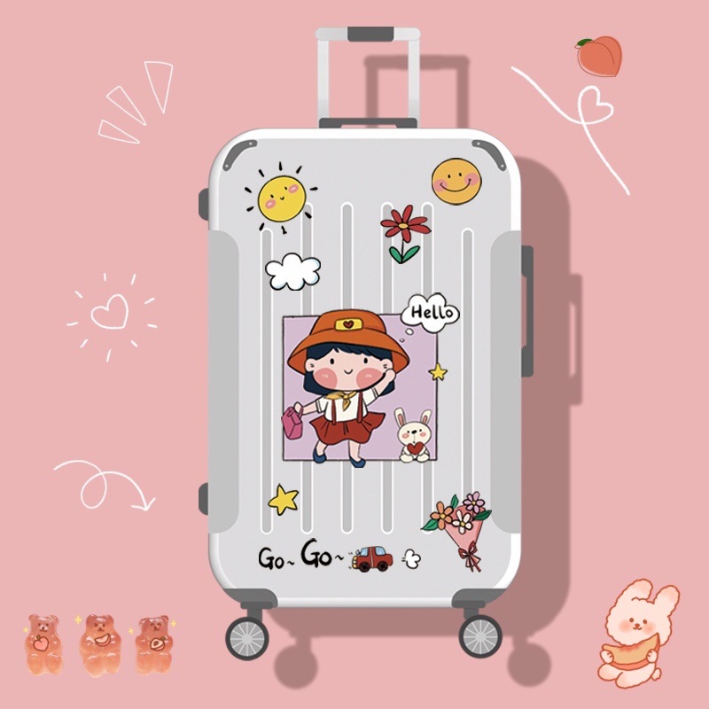 Stiker Case Travel Kartun Lucu PVC Transparan Tahan Air Berulang Kali Menempel Case Laptop Tanpa Jejak Stiker Besar
