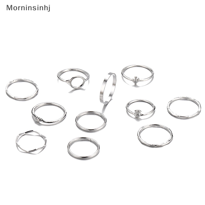 Mornin 11Pcs /Set Bohemian Open Adjustable Rings Cincin Untuk Wanita Perhiasan Cincin Set Ulang Tahun Anniversary Hadiah id