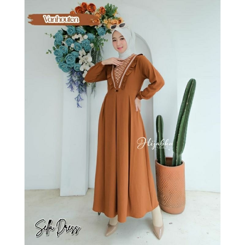 MERONA-GAMIS RISYA DRESS CRINCLE/Gamis lebaran/Gamis kondangan/cod