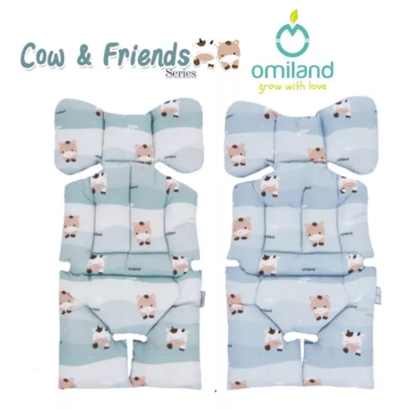 Omiland Alas Stroller / Bouncer / Car Seat + Bantal Dot Bahan Lembut Motif Cow &amp; Friends Series - OB 44251 44252