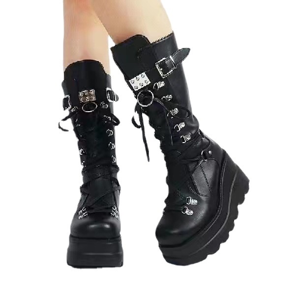 BS / Sepatu Boots chunky Panjang Wanita Hak Tinggi Fashion Import 291
