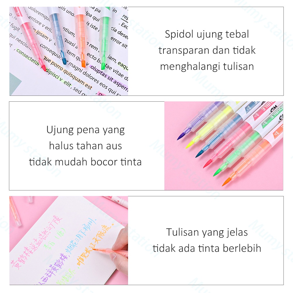 Mumystation Stabilo Warna Warni / Stabilo Panjang 6/12 Warna 1Set / Highlighter Warna Warni