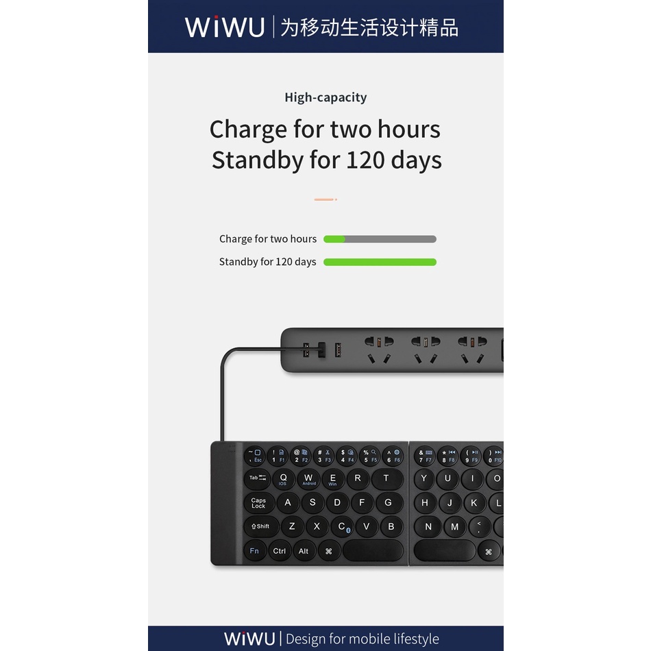 WIWU Portable Wireless Mini Keyboard Foldable for iPad Tablets Windows iOS