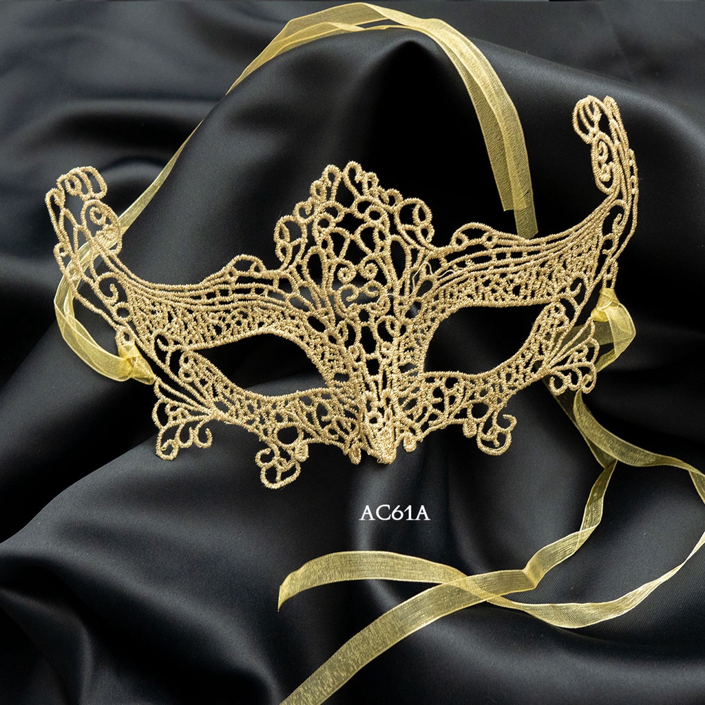 Topeng Pesta Aksesoris Topeng Lace Mask Gold AC61