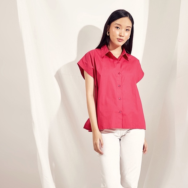 Ms Daisy Yura Short Sleeve Two-Way Shirt Kemeja Atasan Blouse Wanita Lengan Pendek