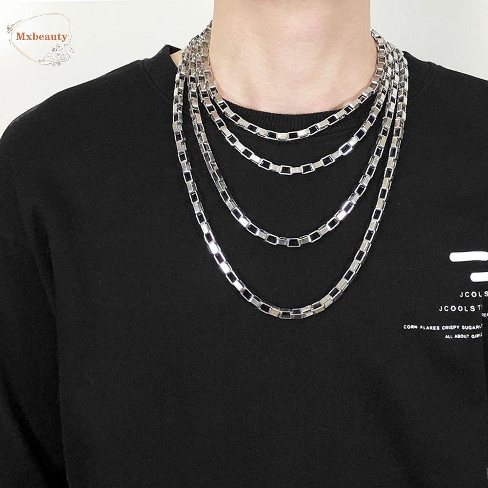 MXBEAUTY Kalung Rantai Pria Elegan Vintage Hiphop Street Bahan Titanium Steel Untuk Wanita Perhiasan Leher
