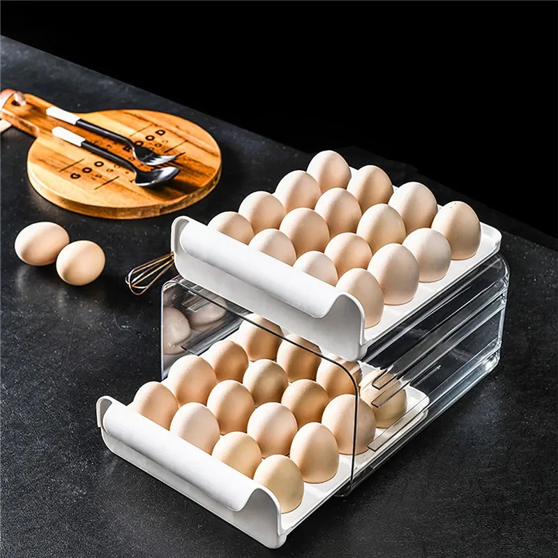 Egg Box Organizer 2 Tingkat Rak Kotak Penyimpanan Telur