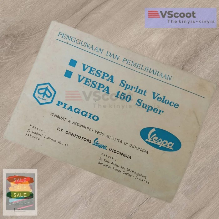 Buku Panduan Manual Book Vespa Sprint Veloce dan Super Original