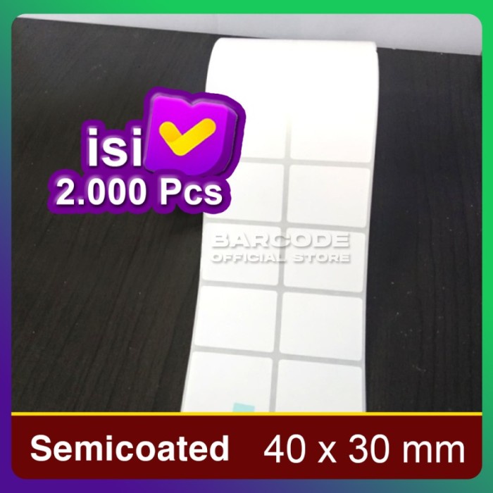 

Label Stiker Semicoat 40x30mm / 40 x 30 / 40x30 mm 2 Line (1 Slop) PST79