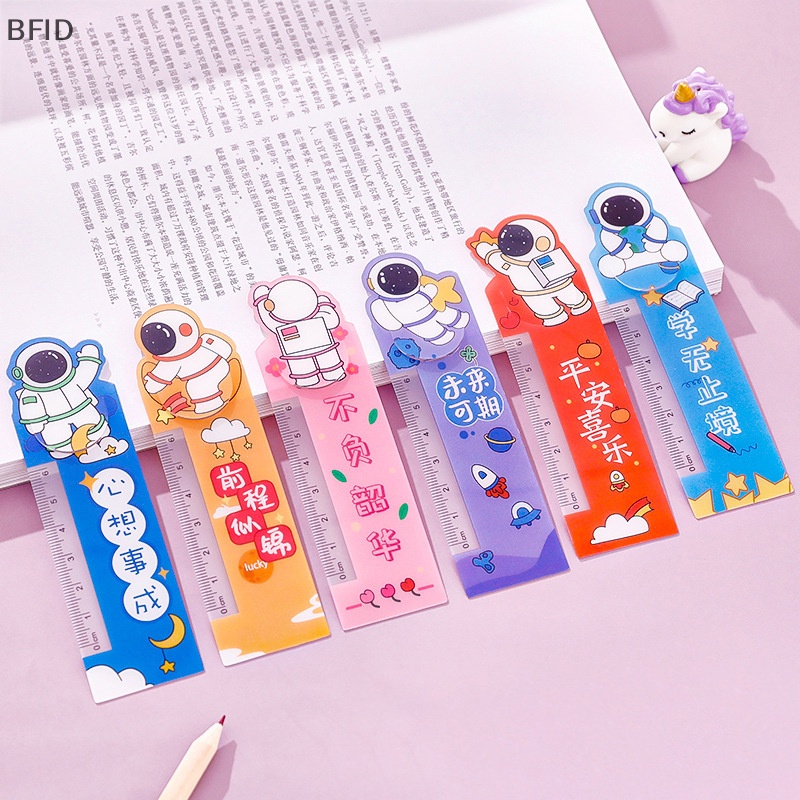 [BFID] 6pcs /set Kreatif Kartun Astronot Bookmark Penggaris Siswa al Penggaris Tulisan Inspiratif Bookmark Perlengkapan Sekolah [ID]