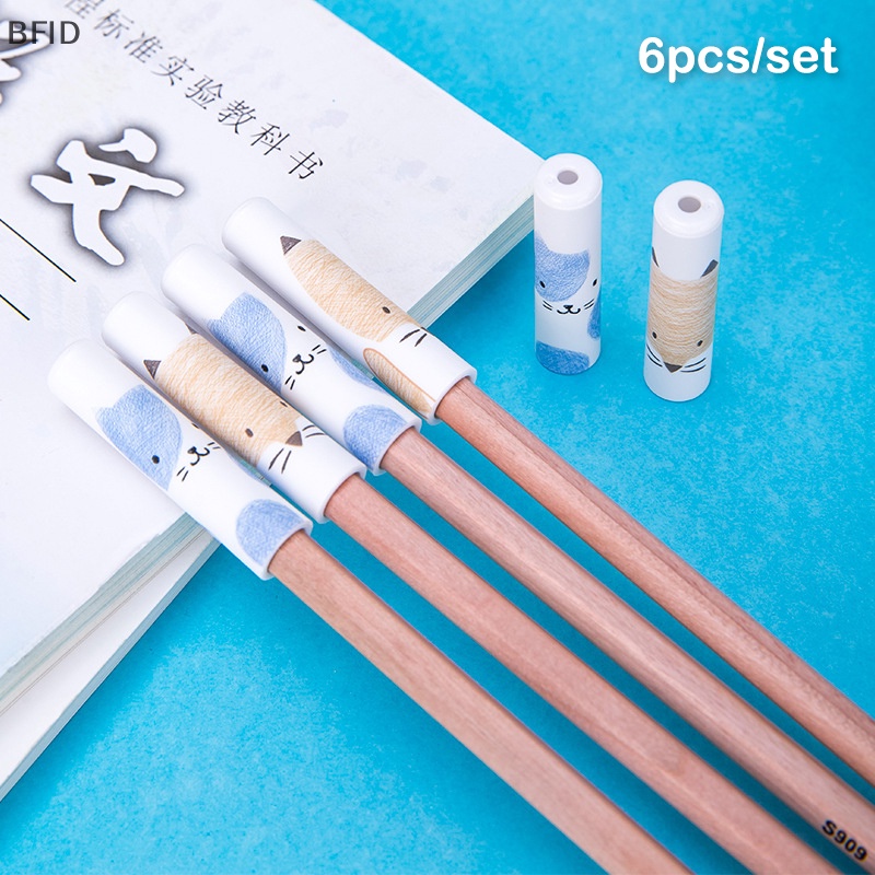 [BFID] 6pcs Penutup Pulpen Topi Pensil Kucing Lucu Kawaii Pencil Extender Alat Tulis Korea Anak Hadiah Perlengkapan Kantor Sekolah [ID]