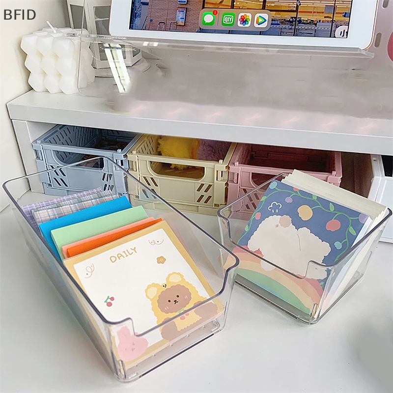 [BFID] Kotak Penyimpanan Akrilik Transparan Desktop Organizer Kapasitas Besar Stiker Box Subpaket Tempat Desktop Stationery Storage Box [ID]