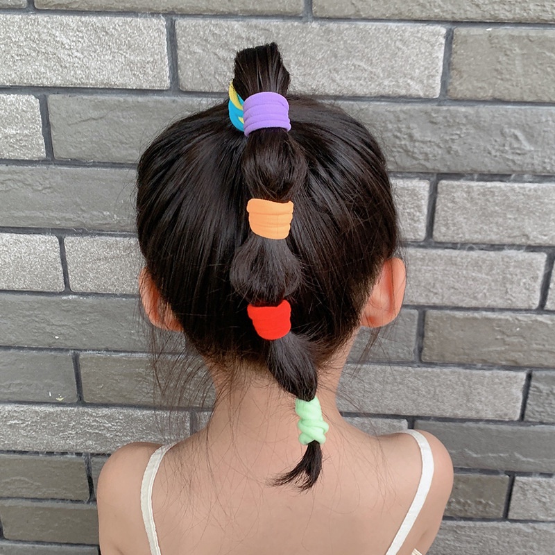 Ikat Rambut Anak Wanita Isi 30 Box Tabung Tebal Warna Warni Polos Import Hitam IR-Tebal