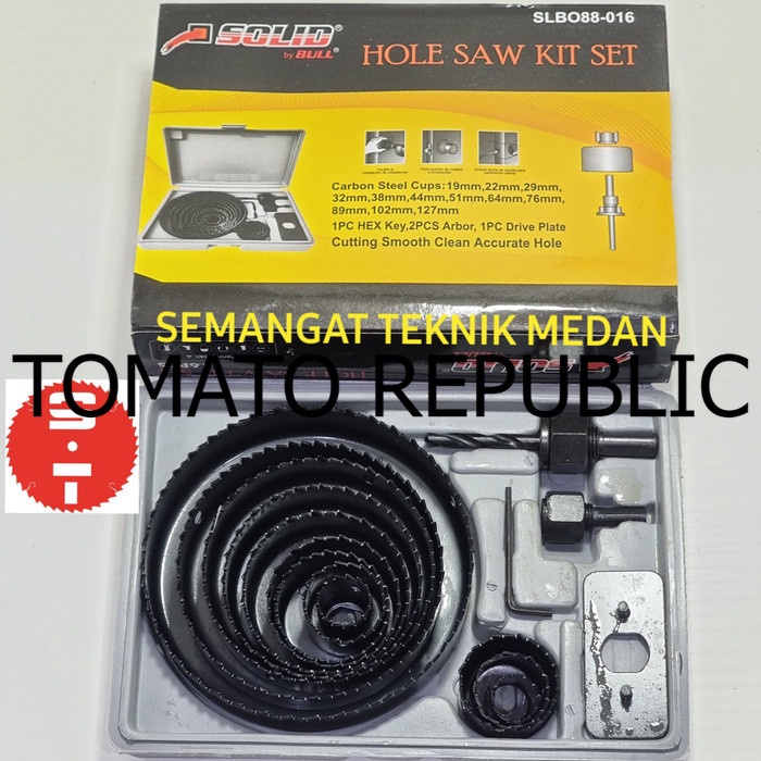 Murah 16pcs HOLESAW HOLE SAW SET KIT HIDROPONIK KAYU ASBES PIPA PVC SOLID BHM486