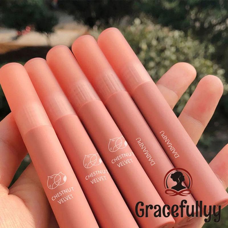 [Ready stock&amp;COD]Velvet Matte Liquid Lipstik Tahan Air Lip Gloss Tahan Lama Lipstik Nude Wanita Warna Bibir Merah-GY