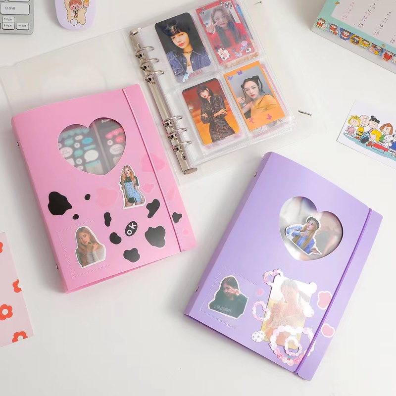 Korea A5 Binder Hati Berongga Album Foto Kartu Lomo Organizer Stiker DIY Photocard Collection Book