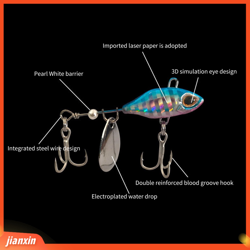 (In Stock) 7/10 /14g Umpan Pancing Logam 3D Mata Jauh Membuang Ketangguhan Yang Baik VIB Umpan Perlengkapan Memancing