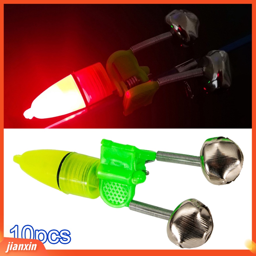 (In Stock) 10Pcs /Set ABS Umpan Alarm Bell Luminous Dual Bell Tahan Sobek Alarm Bel Pancing Untuk Pancing