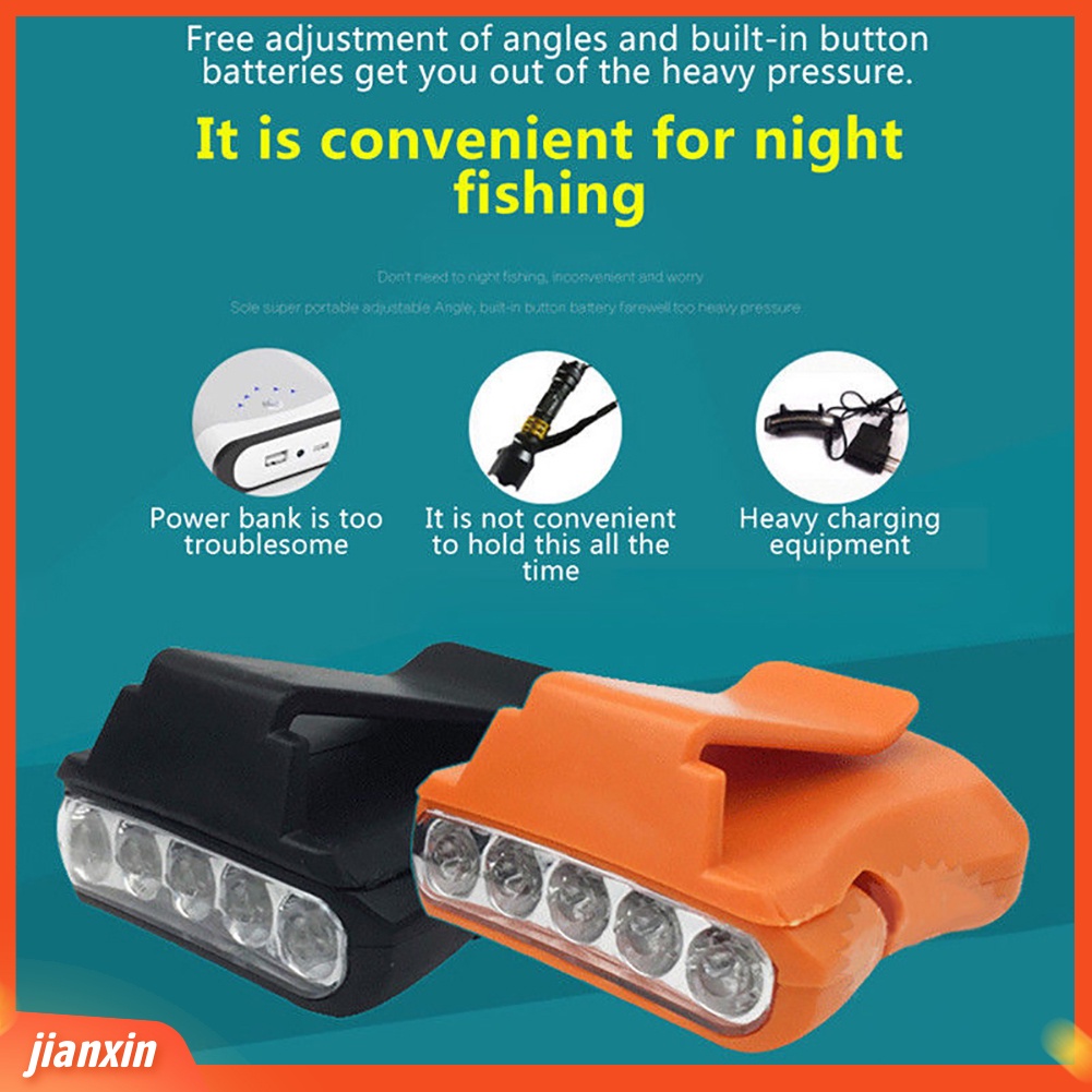 (In Stock) 5LED Headlamp Cap Light Memancing Camping Clip-on Hiking Topi Head Lamp Lentera