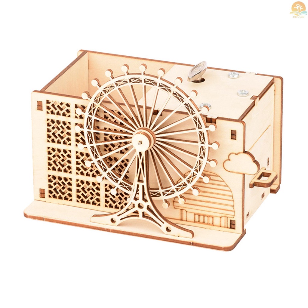 In Stock 3D Puzzle Kayu Ferris Wheel Jarum Jam Kotak Musik Pen Holder DIY Perakitan Craft Model Kit Dengan Laci Penyimpanan Dekorasi Rumah Hadiah Edukasi Untuk Siswa Laki-Laki Perempuan Adul