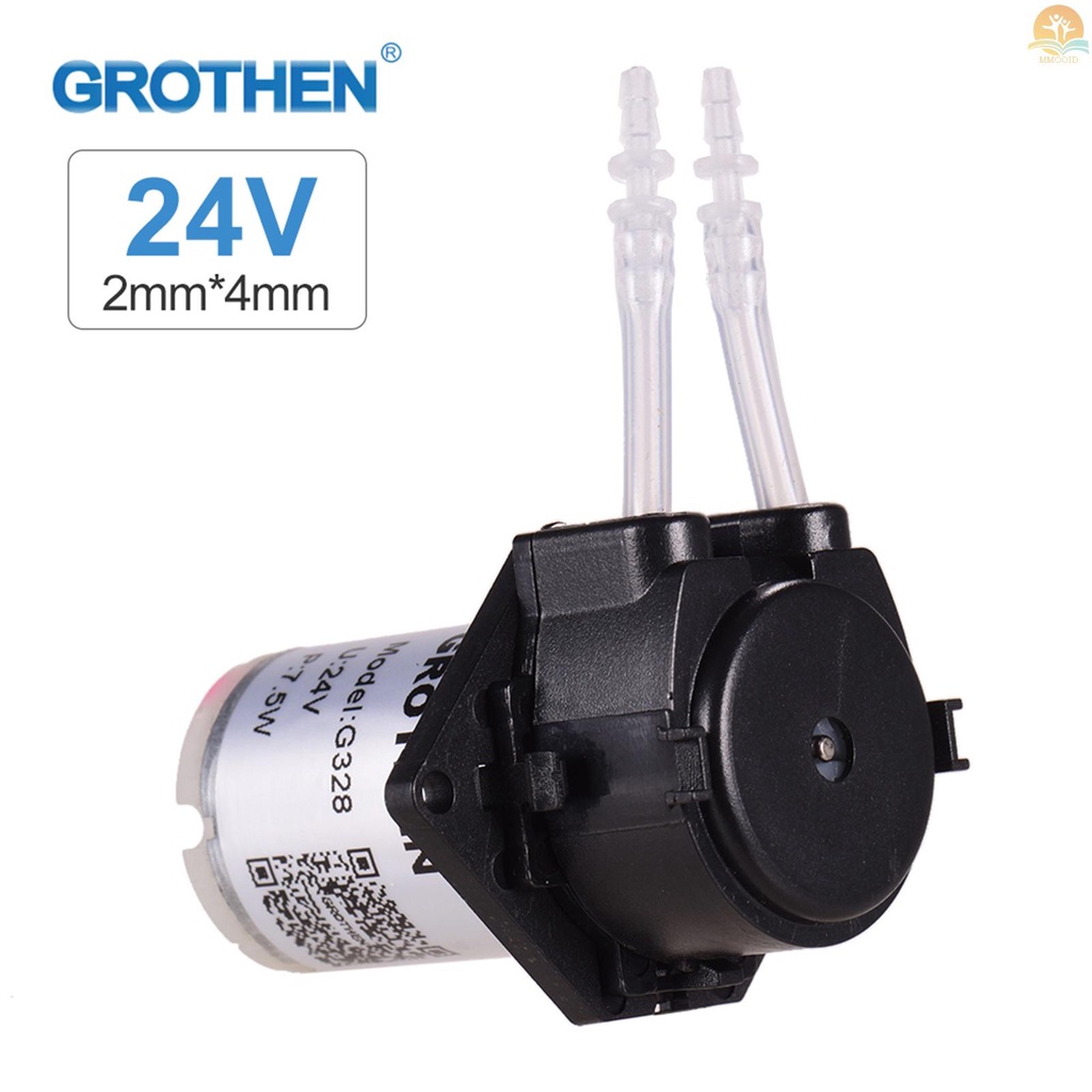 In Stock GROTHEN DC 24V Dosing Pump Pompa Peristaltik Pompa Cairan Air Mini Kepala Tabung Peristaltik Fungsi Self-Priming Untuk Akuarium Lab Kimia Analisa Dosing Additive, Pa Pipih