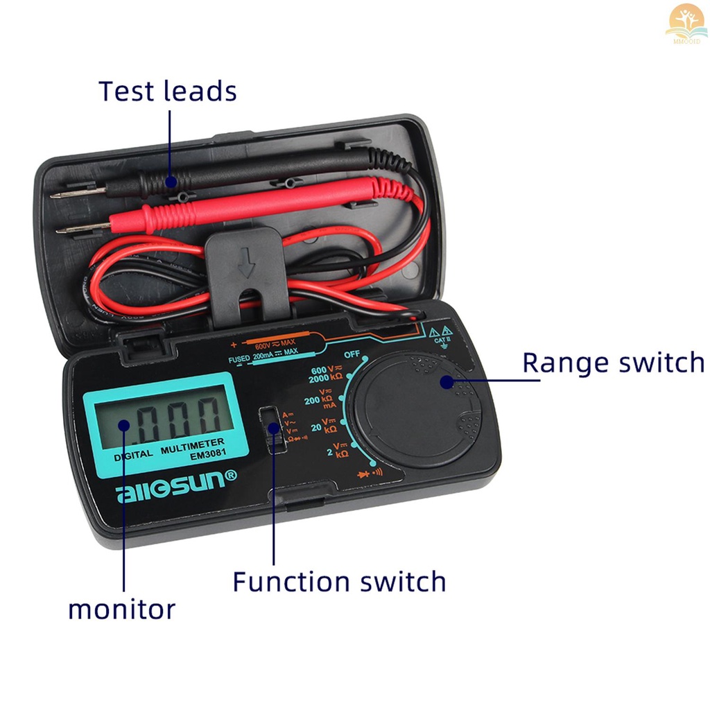 In Stock Mini Pocket Digital Multimeter Tester Jangkauan Manual DMM DC/AC Voltage /DC Ampli Arus/Ohm /Diode Dan Alat Ukur Tes Kontinuitas
