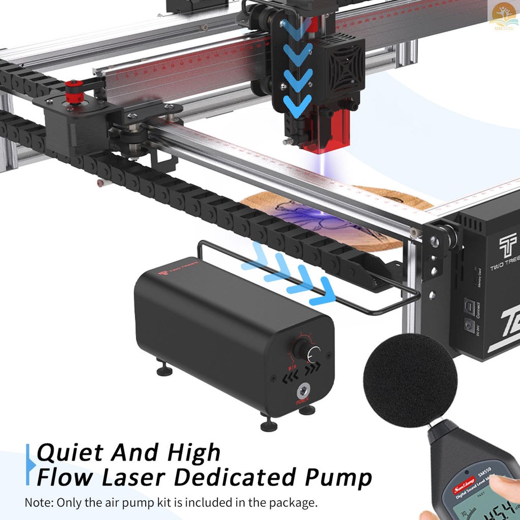 In Stock Dua Pohon Air Assist High Speed Air Pump Adjustable Airflow Kompatibel Dengan Laser Engravers TWOTREES TS2/Totem S/TTS-55/Atomstack A5 Pro/Sculpfun S9 /S6 Pro/Ortur Tiang Laser