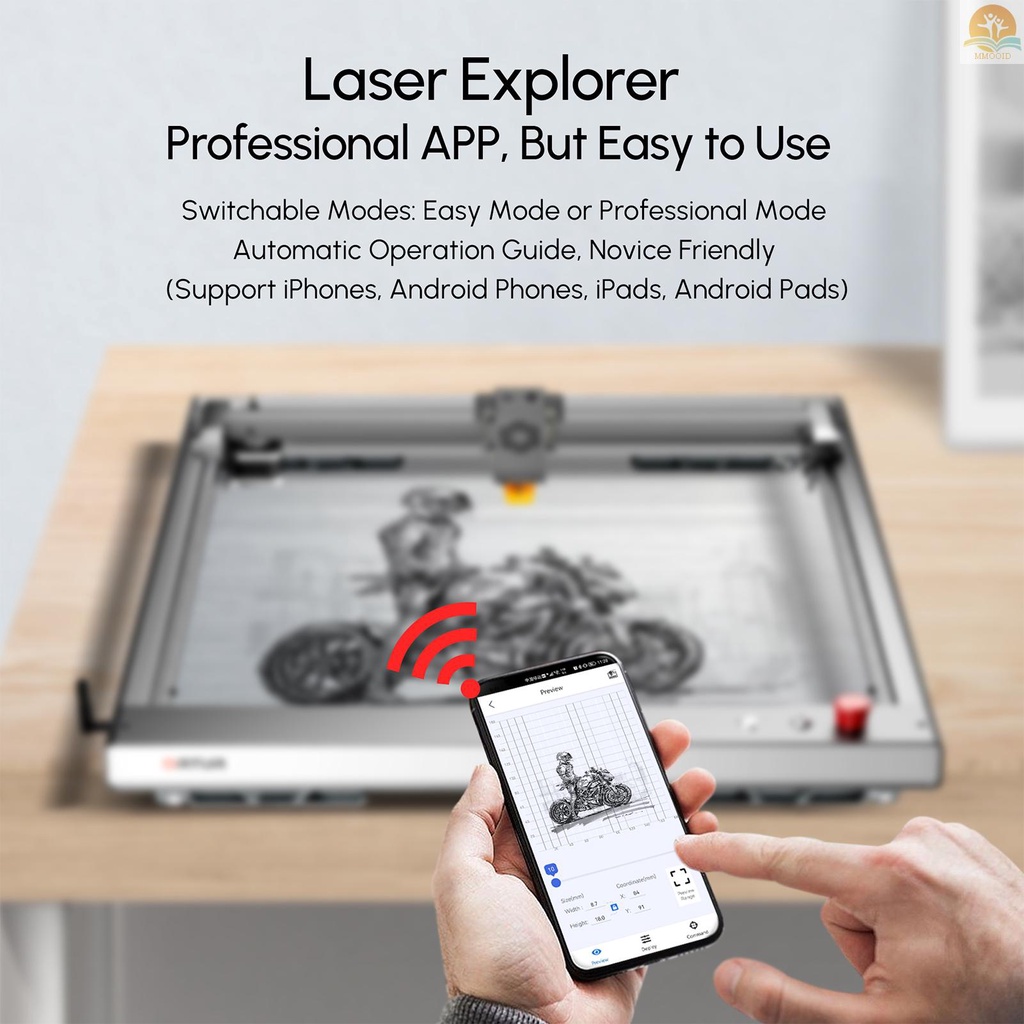 In Stock Ortur Laser Master 3pengukir Laser 10W Modul Laser Ukiran Kecepatan Cepat 400x400mm Area Ukiran Dengan Motherboard Pintar Mendukung Wifi APP Off Work Direct Carve Safe Prote