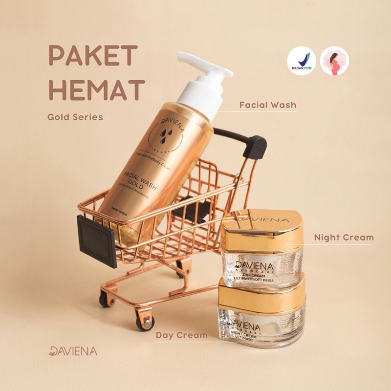 Daviena Skincare - Paket Hemat Gold Series Daviena Skincare Deviena Davina Devina Skincare Official